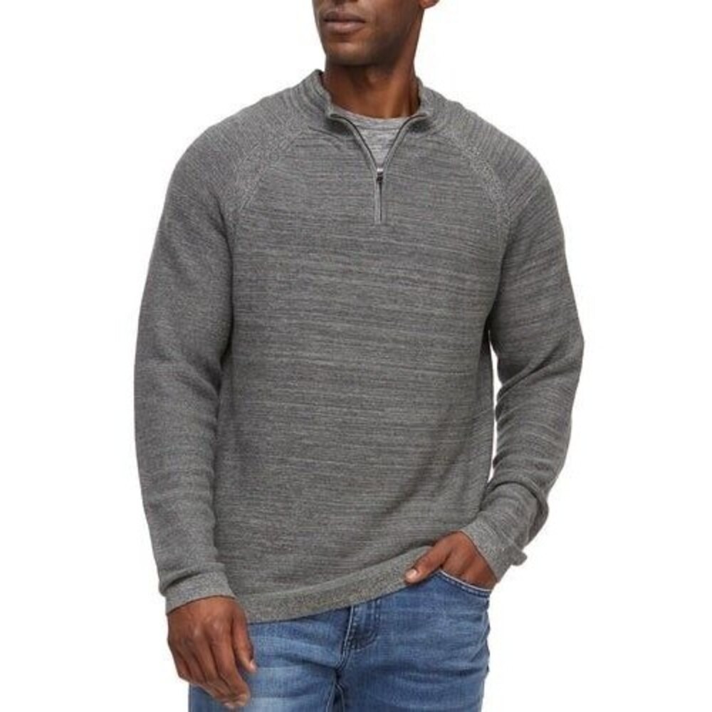 Flag & Anthem Size M Mens Marled Gray Sweater Raglan Sleeve Quarter Zip Pullover